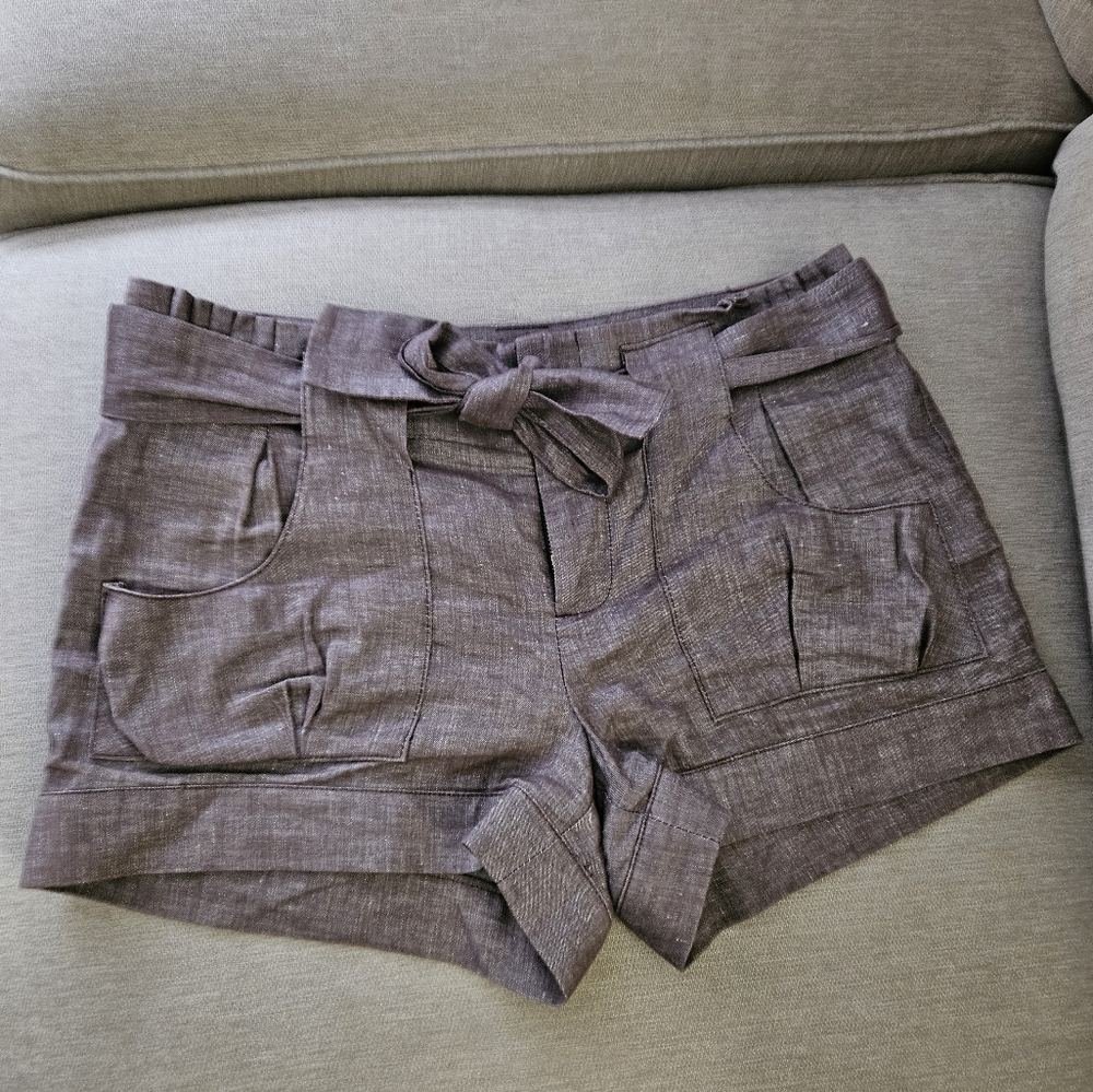 BcbGeneration linen shorts size 4 brown tie belt strap